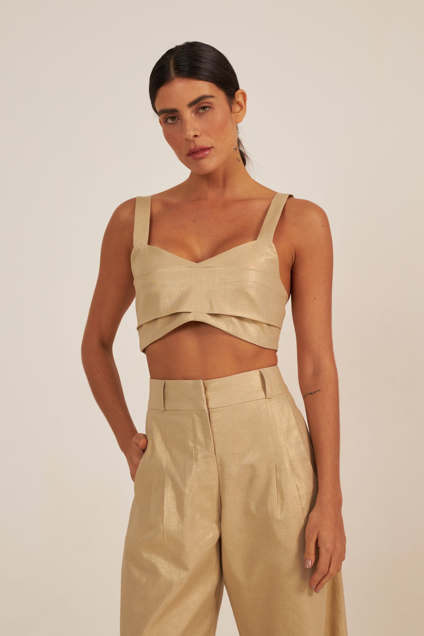 Cropped Shine Dourado